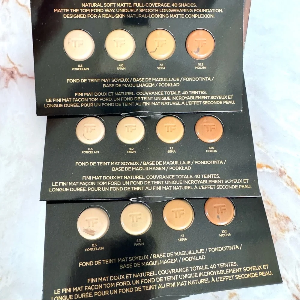 3 Tom Ford Traceless Soft Matte Foundation Sample Packet Porcelain Fawn Sepia